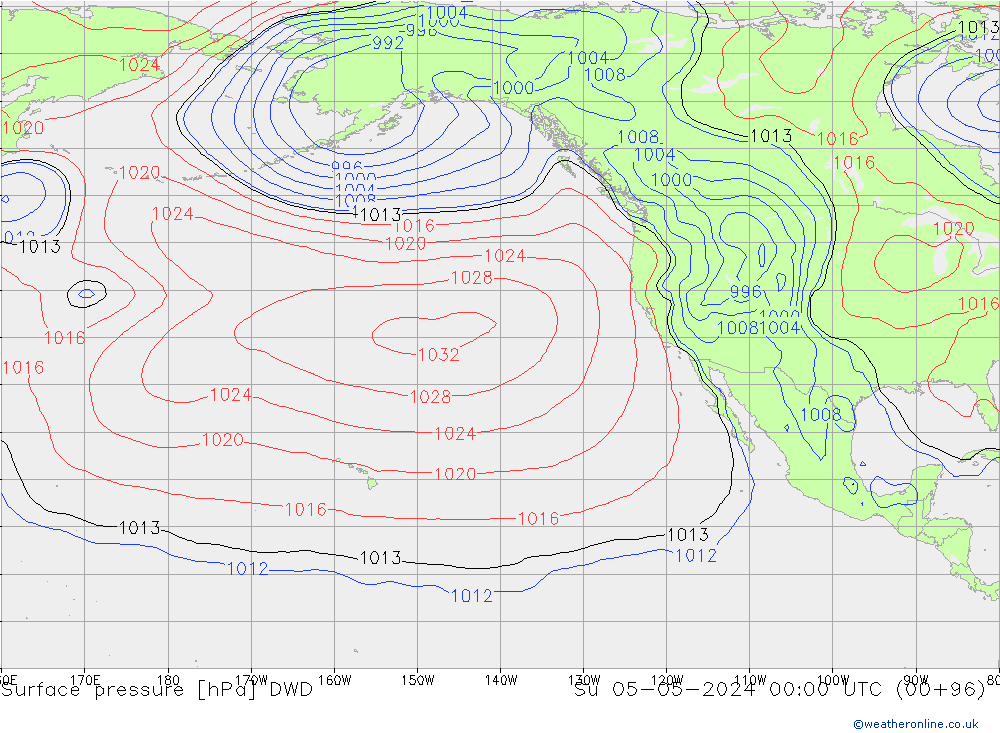 pression de l'air DWD dim 05.05.2024 00 UTC