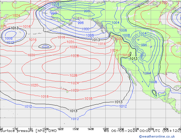 pressão do solo DWD Seg 06.05.2024 00 UTC