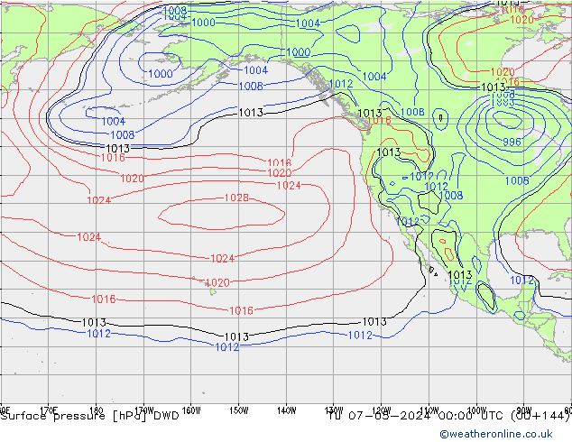 Atmosférický tlak DWD Út 07.05.2024 00 UTC