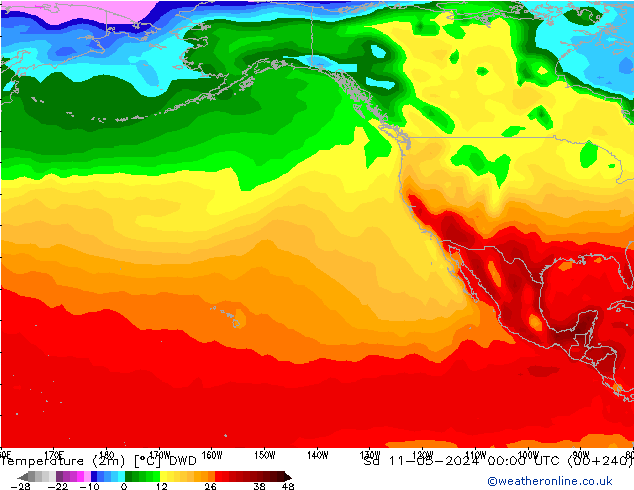 Temperatura (2m) DWD Sáb 11.05.2024 00 UTC