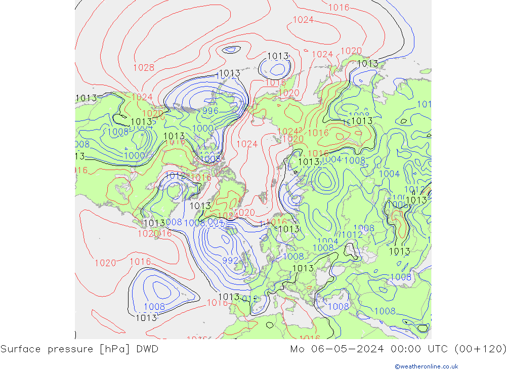 pressão do solo DWD Seg 06.05.2024 00 UTC