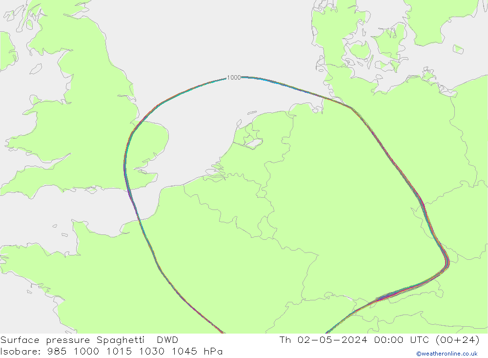 pressão do solo Spaghetti DWD Qui 02.05.2024 00 UTC