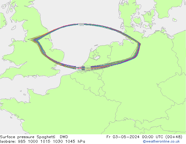 Surface pressure Spaghetti DWD Fr 03.05.2024 00 UTC