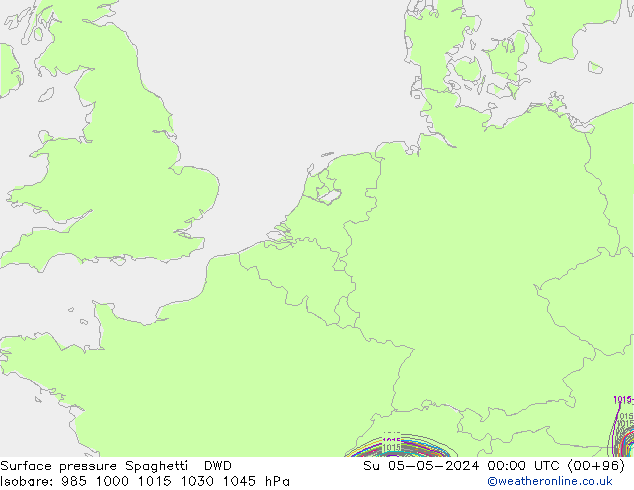 地面气压 Spaghetti DWD 星期日 05.05.2024 00 UTC