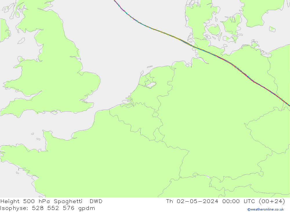 Height 500 hPa Spaghetti DWD Th 02.05.2024 00 UTC
