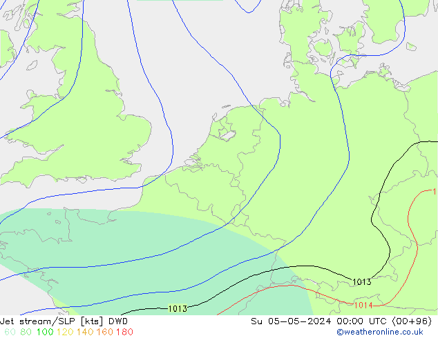 джет/приземное давление DWD Вс 05.05.2024 00 UTC