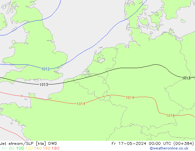 джет/приземное давление DWD пт 17.05.2024 00 UTC