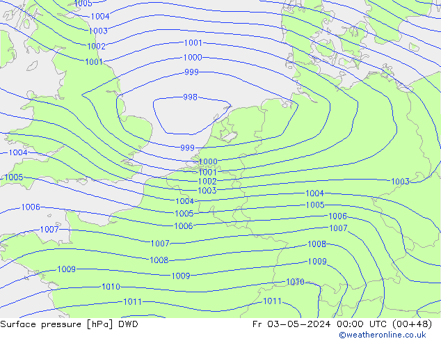 pression de l'air DWD ven 03.05.2024 00 UTC
