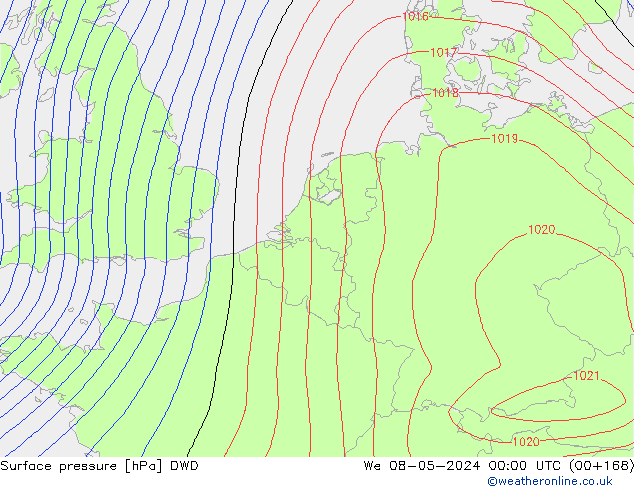 Luchtdruk (Grond) DWD wo 08.05.2024 00 UTC