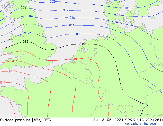 Presión superficial DWD dom 12.05.2024 00 UTC