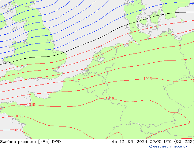 Bodendruck DWD Mo 13.05.2024 00 UTC