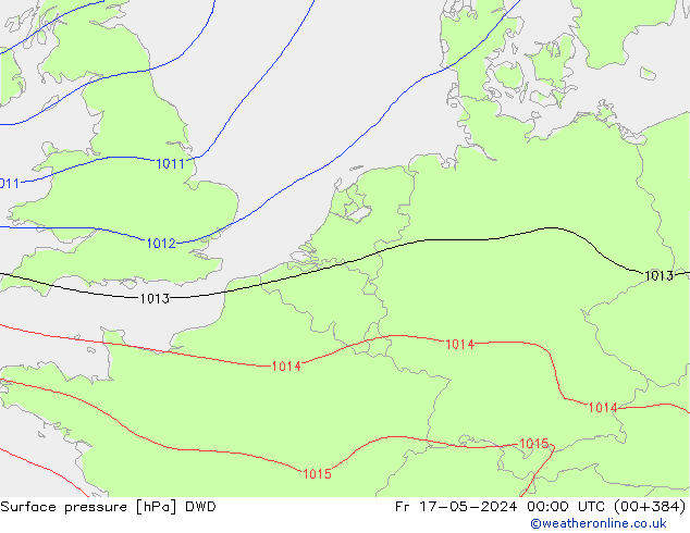 Pressione al suolo DWD ven 17.05.2024 00 UTC