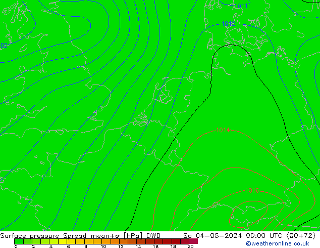 地面气压 Spread DWD 星期六 04.05.2024 00 UTC