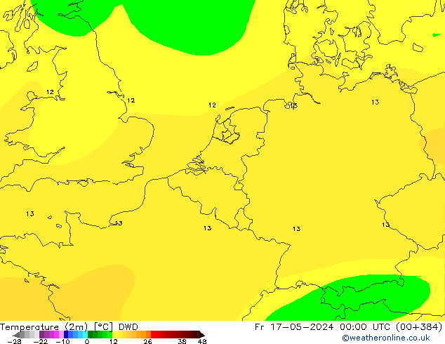 Temperature (2m) DWD Fr 17.05.2024 00 UTC