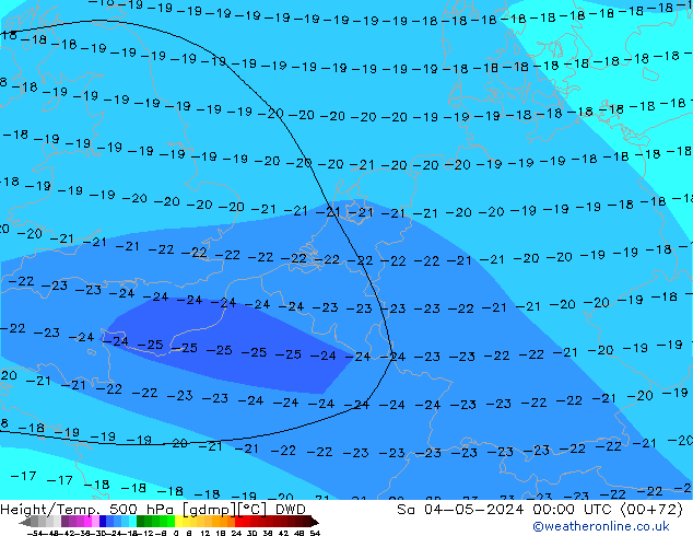 Yükseklik/Sıc. 500 hPa DWD Cts 04.05.2024 00 UTC