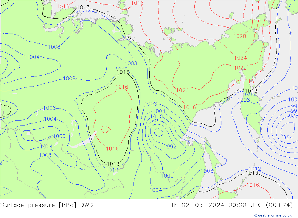 pressão do solo DWD Qui 02.05.2024 00 UTC
