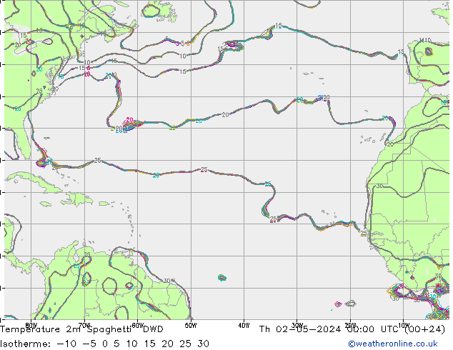 Sıcaklık Haritası 2m Spaghetti DWD Per 02.05.2024 00 UTC