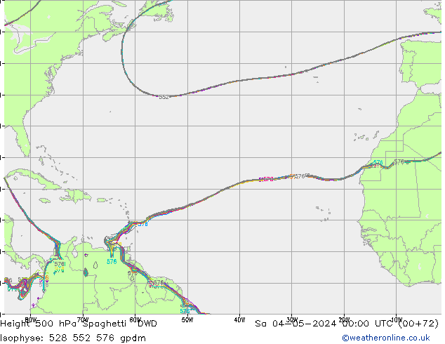 Height 500 hPa Spaghetti DWD Sa 04.05.2024 00 UTC