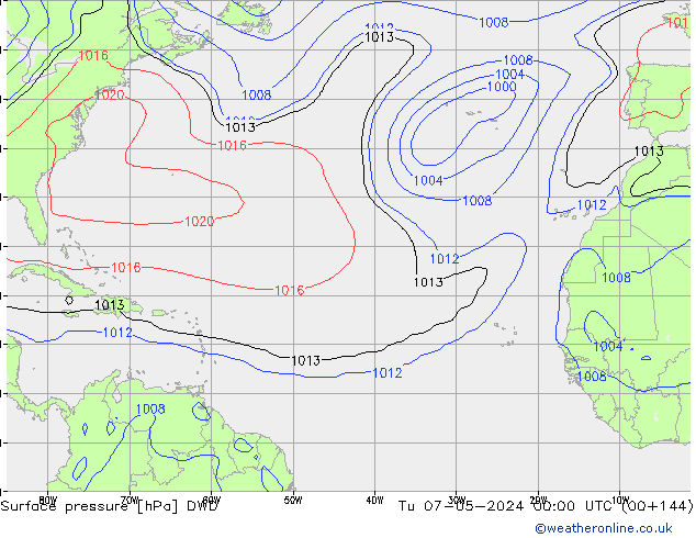 приземное давление DWD вт 07.05.2024 00 UTC