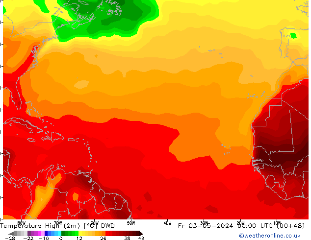 Temperature High (2m) DWD Fr 03.05.2024 00 UTC