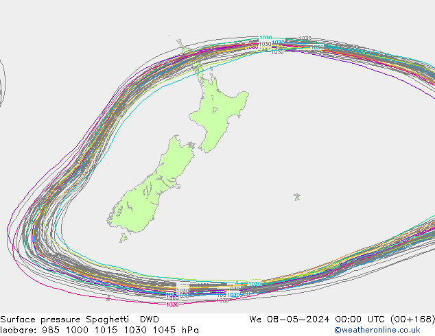 Surface pressure Spaghetti DWD We 08.05.2024 00 UTC