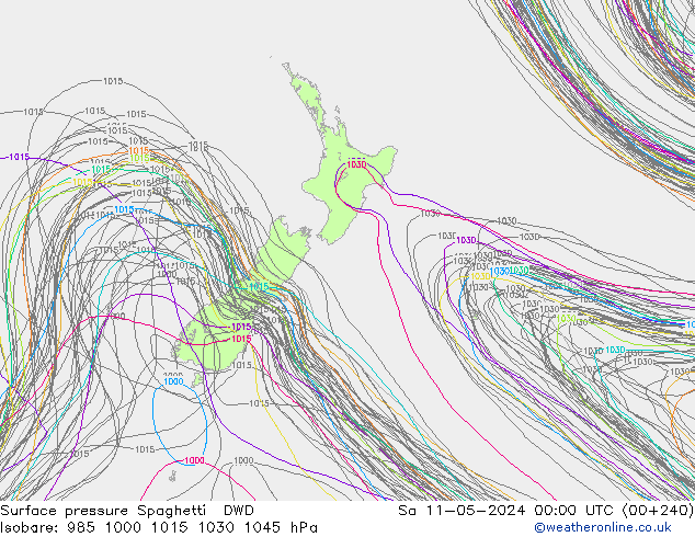Surface pressure Spaghetti DWD Sa 11.05.2024 00 UTC