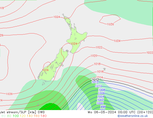 Jet stream/SLP DWD Po 06.05.2024 00 UTC