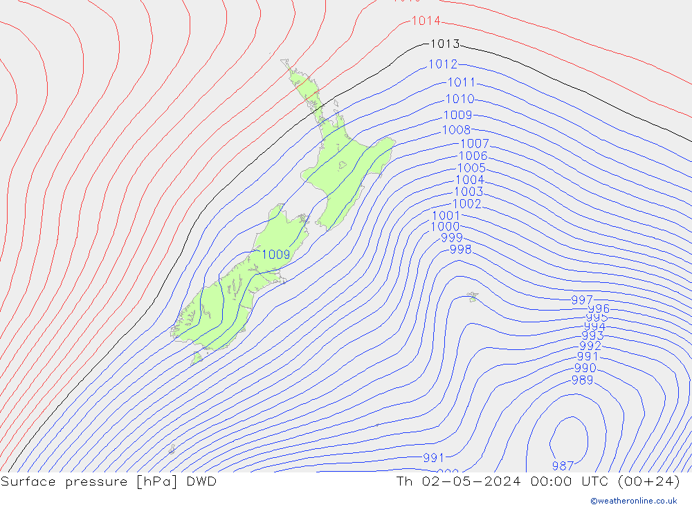 Yer basıncı DWD Per 02.05.2024 00 UTC