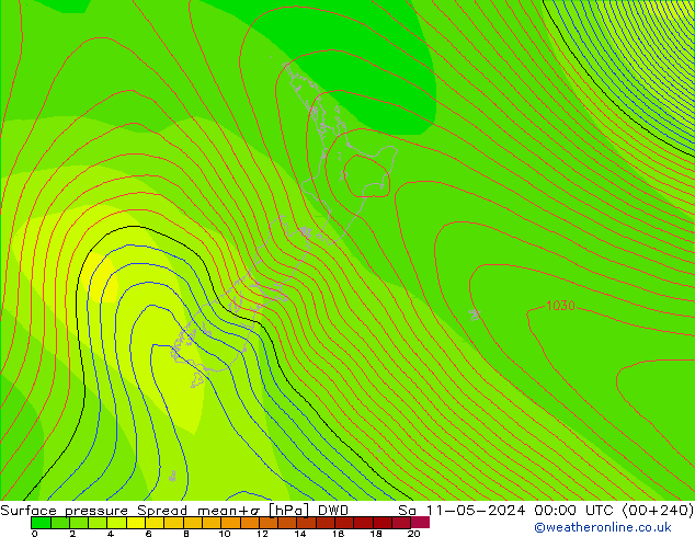 Luchtdruk op zeeniveau Spread DWD za 11.05.2024 00 UTC