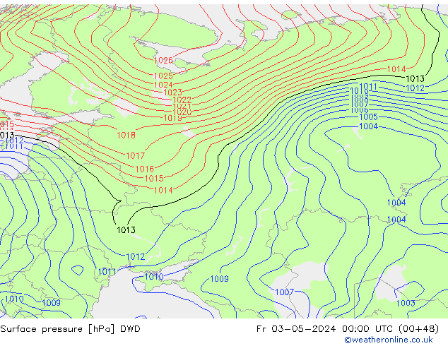 Luchtdruk (Grond) DWD vr 03.05.2024 00 UTC