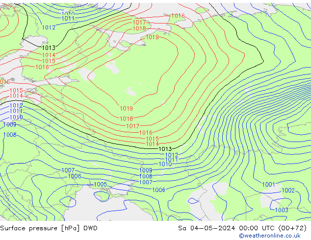 Pressione al suolo DWD sab 04.05.2024 00 UTC