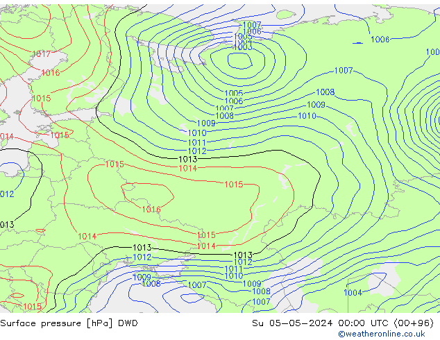 Surface pressure DWD Su 05.05.2024 00 UTC