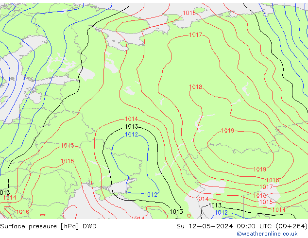 Pressione al suolo DWD dom 12.05.2024 00 UTC