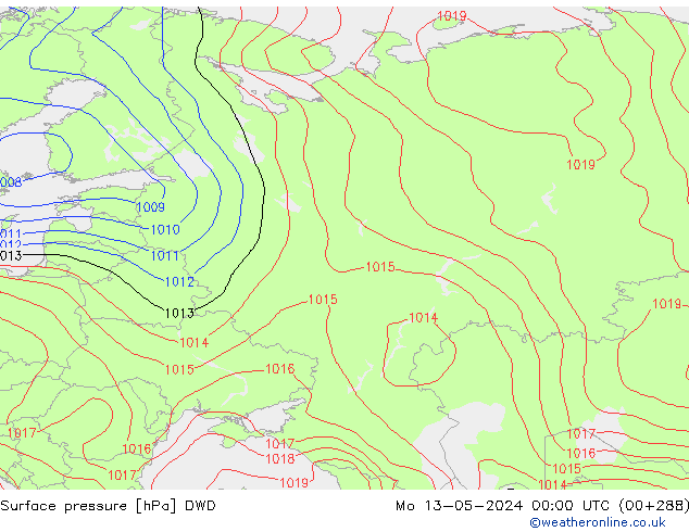 pression de l'air DWD lun 13.05.2024 00 UTC