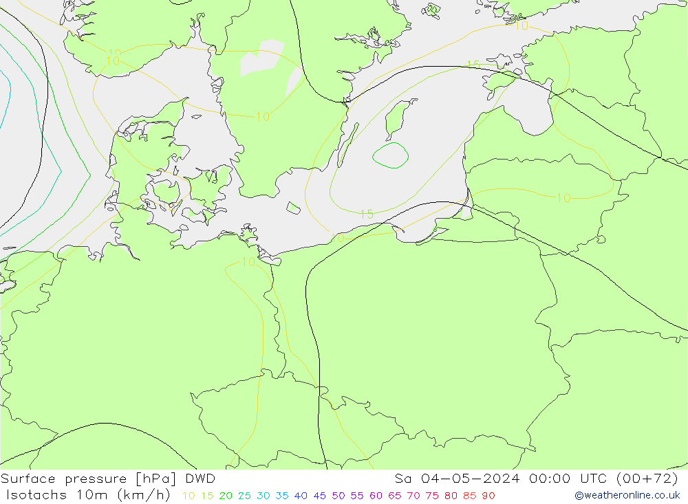 Isotachs (kph) DWD sam 04.05.2024 00 UTC