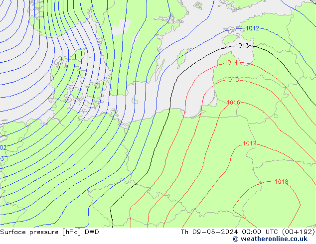 ciśnienie DWD czw. 09.05.2024 00 UTC