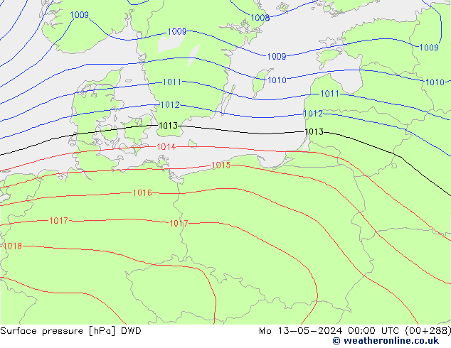pressão do solo DWD Seg 13.05.2024 00 UTC