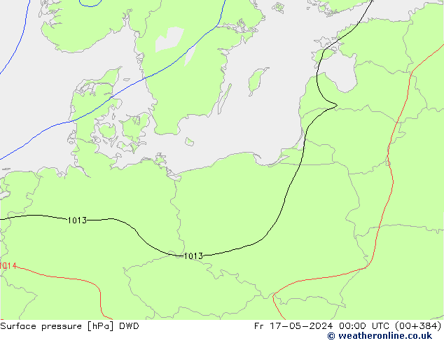 Atmosférický tlak DWD Pá 17.05.2024 00 UTC