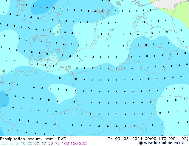 Precipitation accum. DWD  09.05.2024 00 UTC