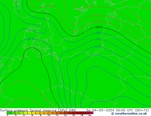 Luchtdruk op zeeniveau Spread DWD za 04.05.2024 00 UTC