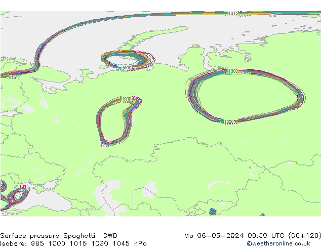 Surface pressure Spaghetti DWD Mo 06.05.2024 00 UTC