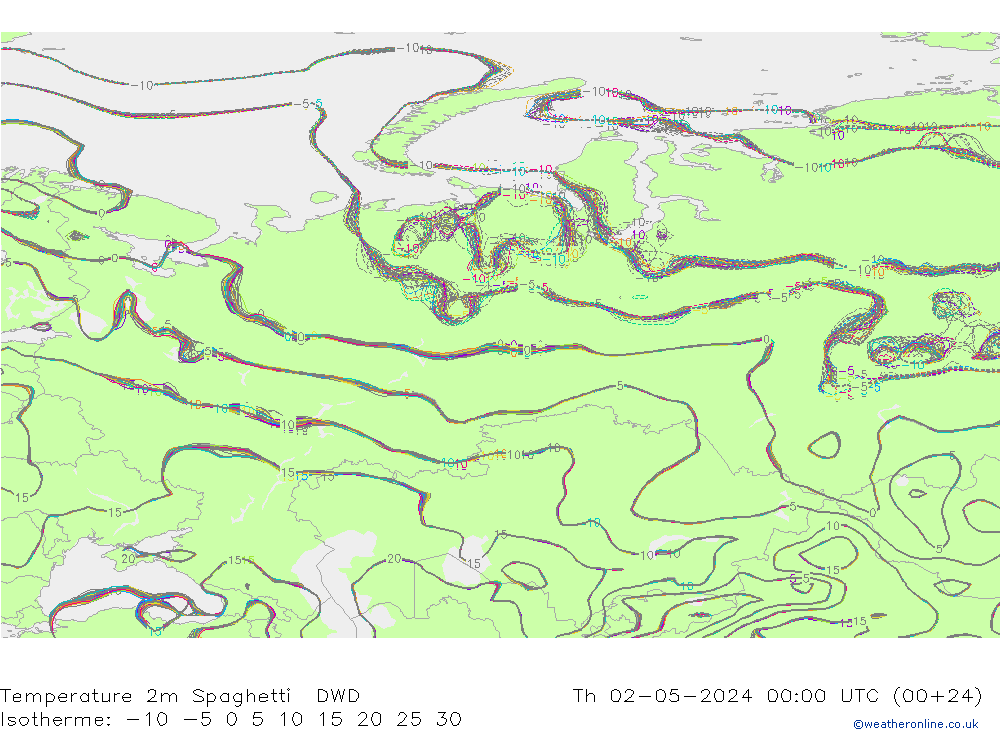Temperaturkarte Spaghetti DWD Do 02.05.2024 00 UTC