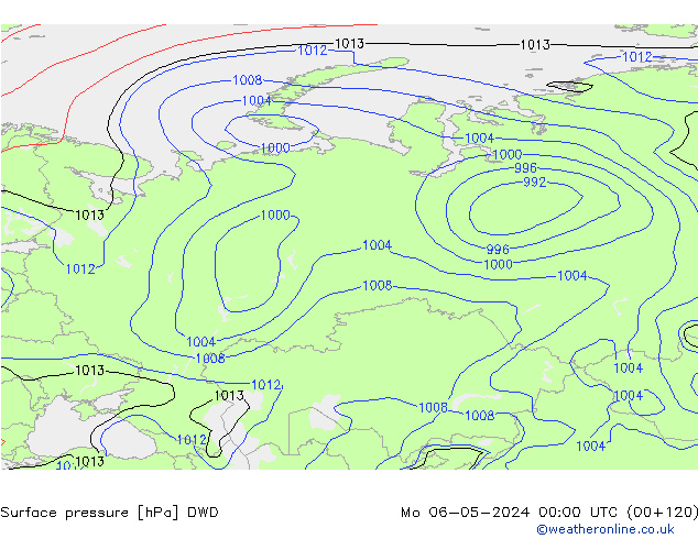 приземное давление DWD пн 06.05.2024 00 UTC
