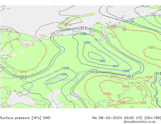 ciśnienie DWD śro. 08.05.2024 00 UTC