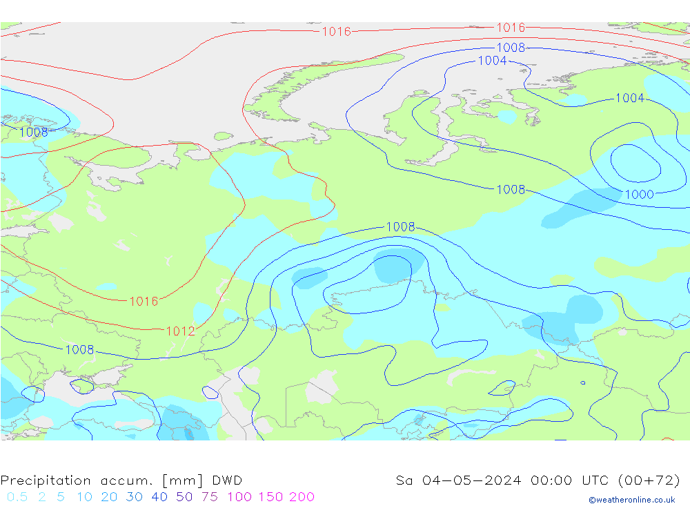 Precipitation accum. DWD Sa 04.05.2024 00 UTC