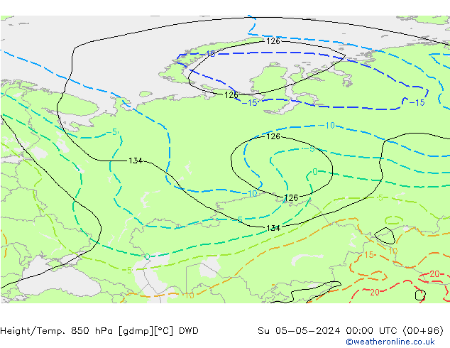 Height/Temp. 850 hPa DWD Su 05.05.2024 00 UTC