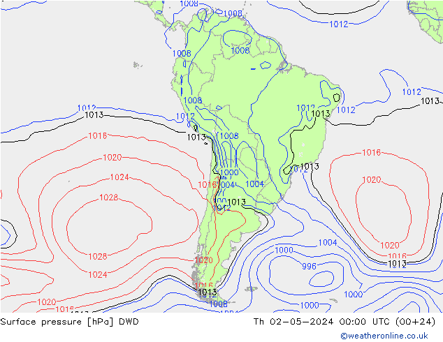 приземное давление DWD чт 02.05.2024 00 UTC