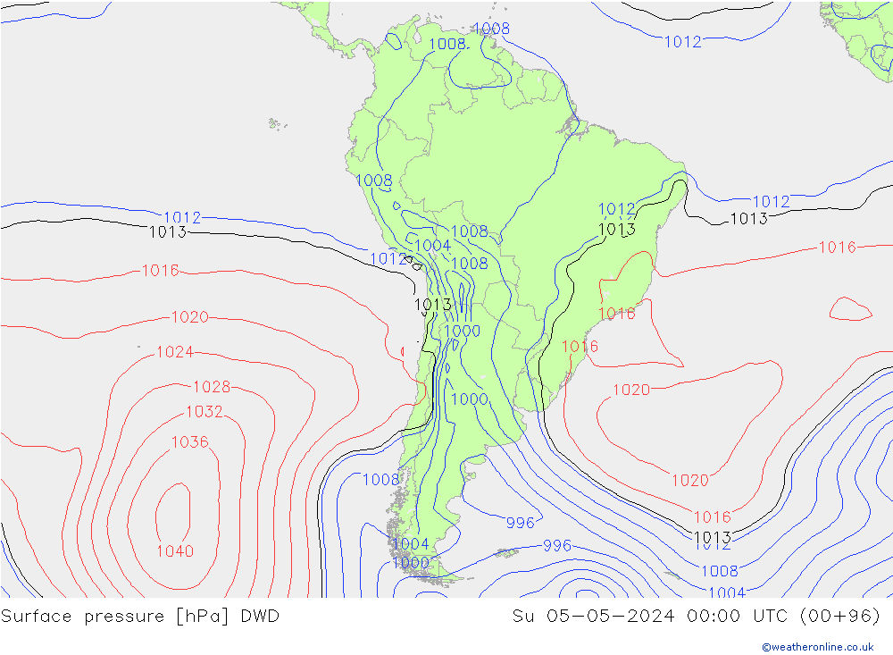 pression de l'air DWD dim 05.05.2024 00 UTC