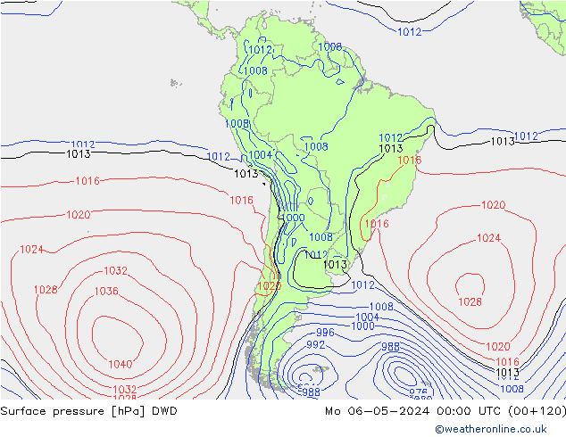 Pressione al suolo DWD lun 06.05.2024 00 UTC