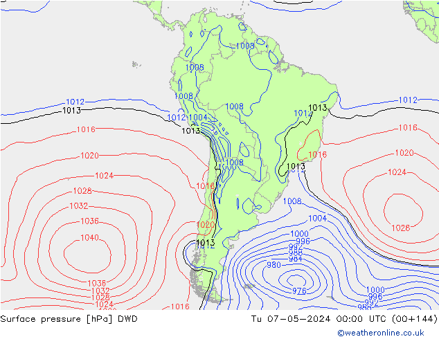 pressão do solo DWD Ter 07.05.2024 00 UTC